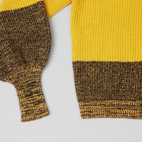 ALC Yellow Mustard Color Block Turtleneck Sweater - Picture 4 of 7
